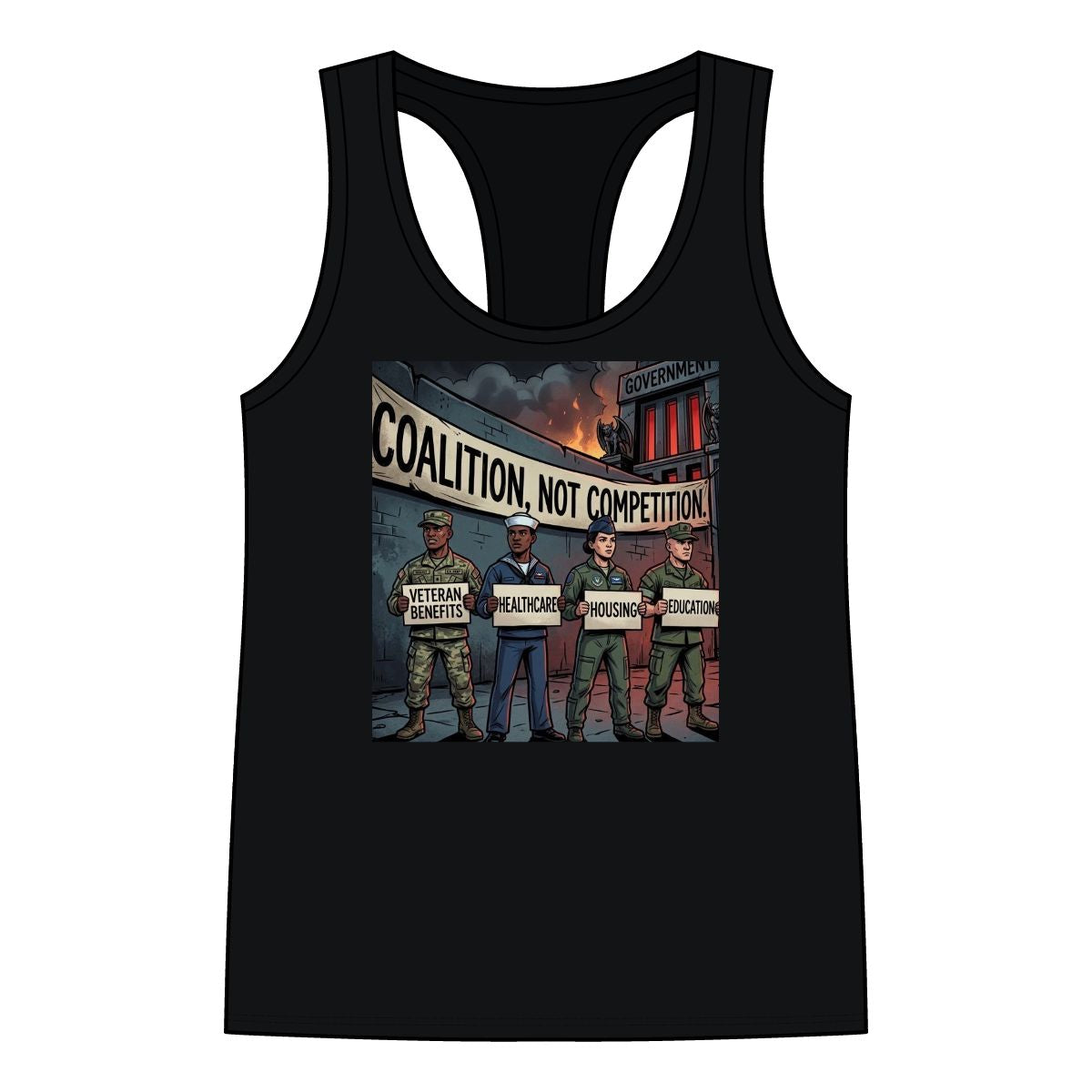 Coalition, Not Competition Racerback Tee (Women’s Sizing)