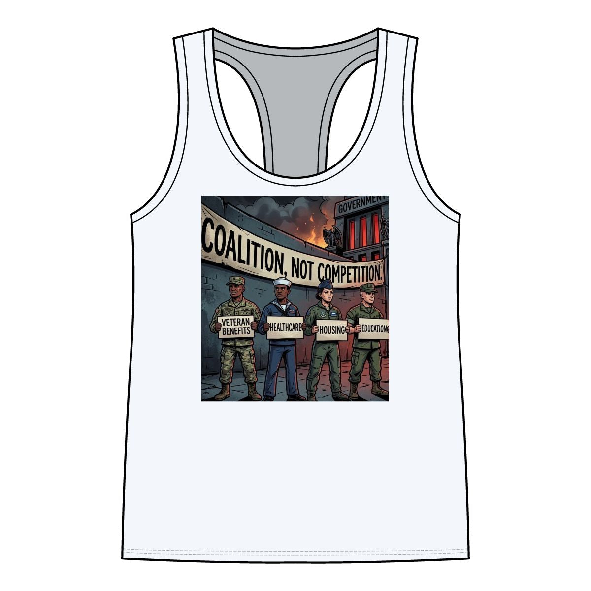 Coalition, Not Competition Racerback Tee (Women’s Sizing)